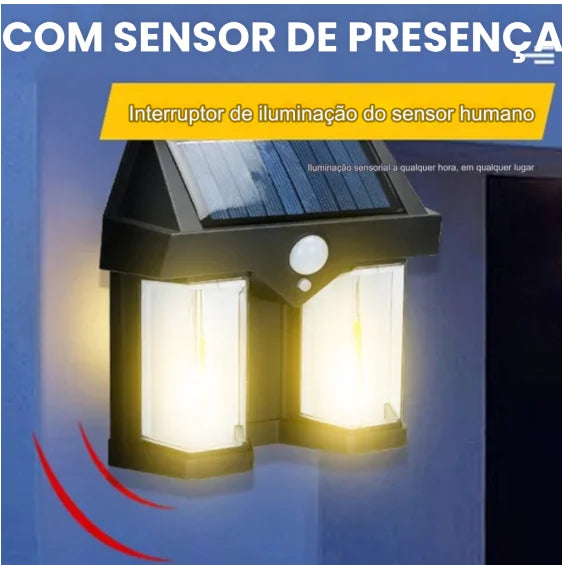 Luminária LED energia SOLAR À Prova D'água Com Sensor De Presença e Movimento