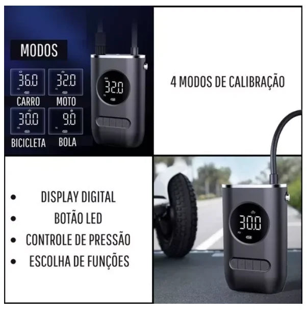 Compressor de Ar Portátil com Calibração Digital